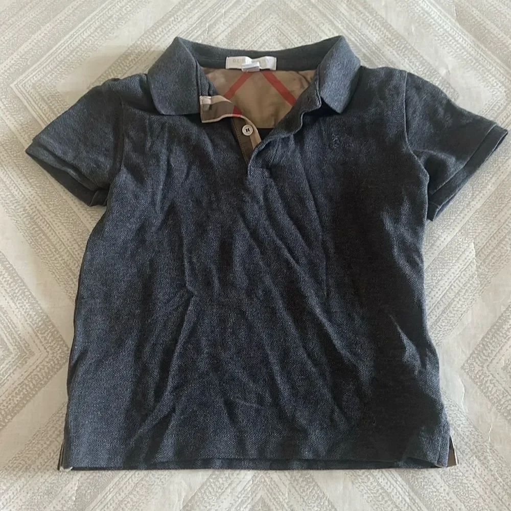 BURBERRY Boys Grey Short-sleeve Polo Shirt - Size 5Y